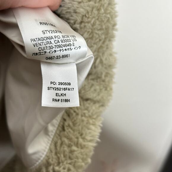 PATAGONIA Los Gatos Teddy Shaggy Fleece Vest Tan Khaki Beige Sz L - Picture 6 of 6